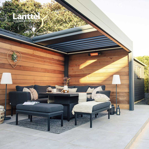 3x6m nhôm có thể thu vào mái pergola điều khiển từ xa có thể điều chỉnh mái nhà với trang trí WPC decking sân sau vườn - Product Image 2