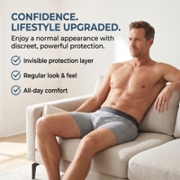Caleçons Boxers d'Incontinence OEM 300 ml, 4 Couches, Séchage Rapide, Anti-Fuites, Anti-Odeur, Réutilisables pour Hommes