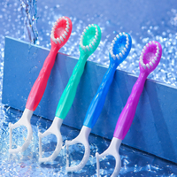 Brosse à dents de voyage 5-en-1 pour adultes, jetable, avec cure-dents et gratte-langue, emballée individuellement pour le camping