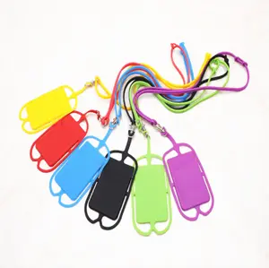 Custom Universal Silicone Neck Strap Phone Card Holder with Lanyard
