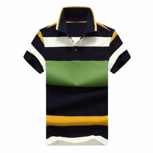 เสื้อโปโลสำหรับผู้ชายเสื้อยืดแขนสั้นมีปกปกลายทางลำลองแขนสั้นผ้าคอตตอ<span class=keywords><strong>น</strong></span> - Product Image 2