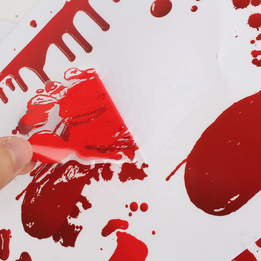 window static cling happy halloween decorative scarecrow static cartoon decal hands foot blood vinyl stickers