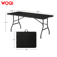 Table pliante WOQI, table en plastique robuste et portable, table utilitaire pour la salle à manger, intérieur/extérieur, pour le camping, le pique-nique et les fêtes, noire
