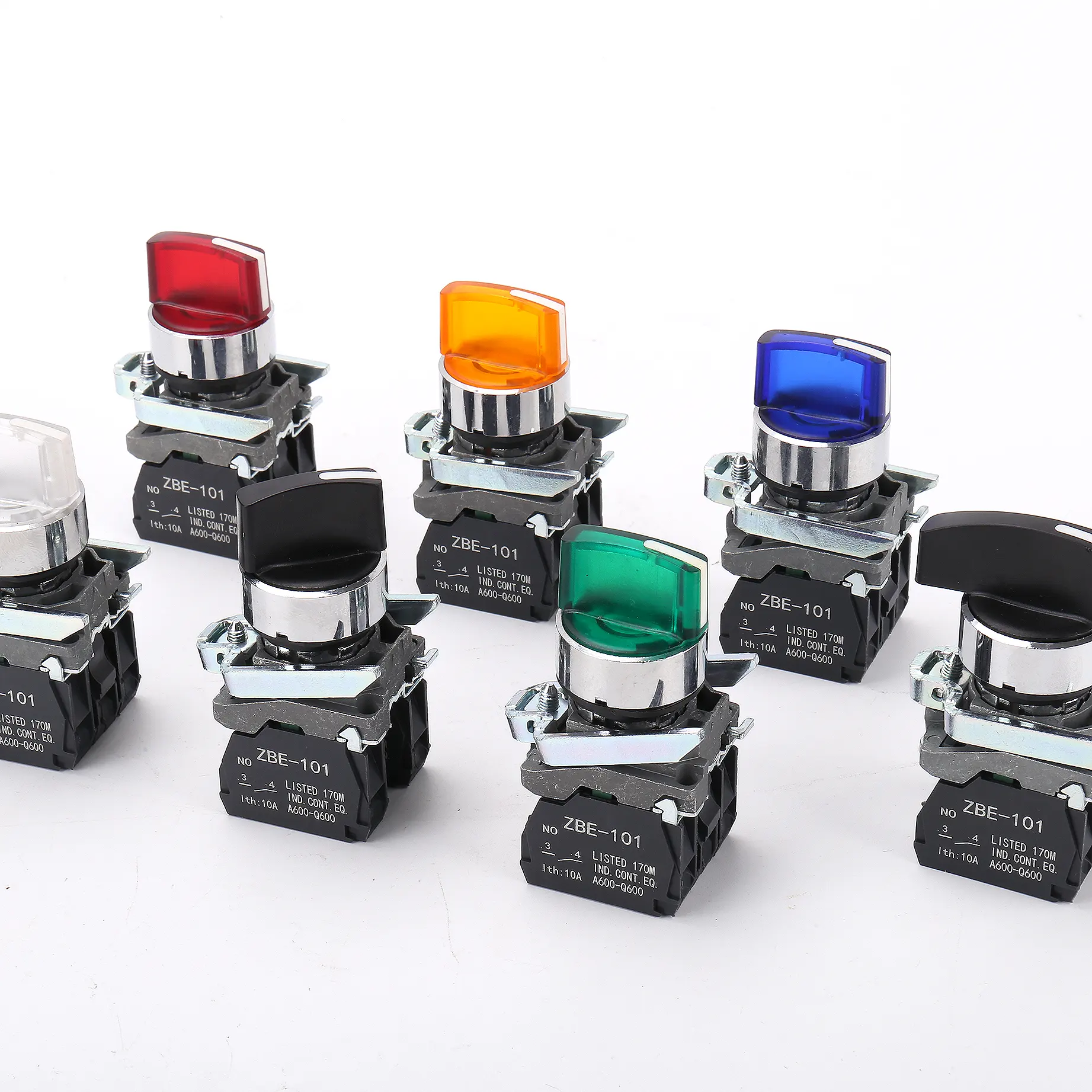 Selector de LED XB4 interruptor de botón pulsador giratorio 2 3 posiciones 1NO 1NC 22mm interruptores de botón pulsador de metal momentáneo de cabeza plana con luz