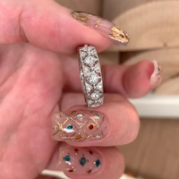 Cincin Lebar Berlapis Emas Rose Zirkon XIYAO XY-R030 dengan Desain Terbuka, Perhiasan Mewah untuk Pernikahan dan Pertunangan, Setting Cakar, untuk Wanita dan Pria