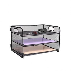 3 Tier Office A4 Paper Letter Organiser with Handle Mesh Desk <b>Organizer</b> Letter Tray Filing Document Holders <b>File</b> Storage Rack - Product Image 1