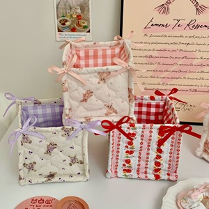 <b>Cute</b> quilted storage basket with a rustic style, perfect for desktop decorations, cosmetics, snacks, jewelry, and small - Product Image 3