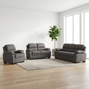 Modern Gray Fabric <b>Sofa</b> <b>Set</b> 3+2+1 Seat Contemporary Living Room Furniture with Cushion Back - Product Image 1