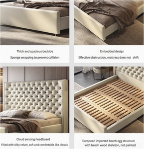 Lit King Size à cadre durable et confortable de style moderne Mobilier de chambre à coucher d'appartement d'hôtel - Product Image 6