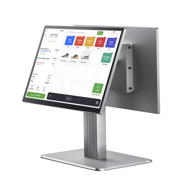 15.6 Inch Desktop Dual Screen Pos Systems All in One Machine Capacitive Touch Screen Core I3 I5 POS Terminal