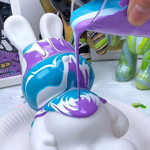 Hotsales Hucha de resina DIY con diseño de conejos y ovejas de graffiti, modelo de resina de conejo, figura de dibujos animados pintada a mano, adorno de escritorio con cuerpo blanco - Product Image 4