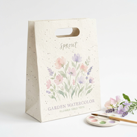 Sac fourre-tout de jardin motif aquarelle, sac en papier pour graines de fleurs, sac de courses écologique floral de taille moyenne, vente en gros