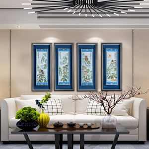 Премиальная художественная роспись на фарфоре в стиле империал-фамиль-розе, панно в стиле шинуазри с детализированным красочным изображением четырех великих башен, настенное искусство - Product Image 6