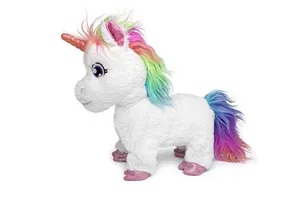 Fábrica personalizada lindo Arco Iris elfo unicornio peluche animal niños peluche eléctrico juguete regalo de vacaciones