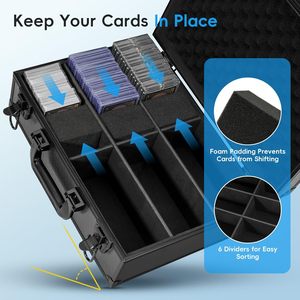 Boîte de rangement en aluminium 3x4 pour cartes rigides, capacité de <span class=keywords><strong>600</strong></span>+ toploaders, organiseur de rangement pour cartes de sport, réutilisable - Product Image 2