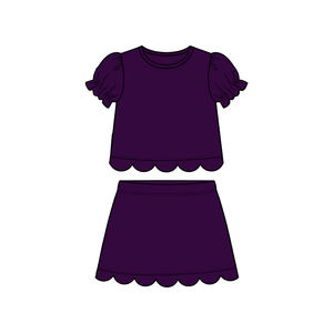 Conjunto de 2 Piezas de Ropa para Bebés Niñas, Camiseta Informal de Algodón Colorida con Borde Festoneado y Falda, Ropa de Hermanas con Estampado - Product Image 4