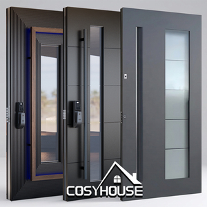 Puerta Principal Moderna de Aluminio Fundido con Panel de Vidrio - Product Image 1