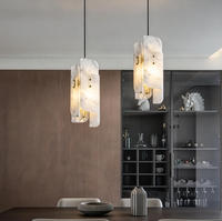 Luminaire suspendu LED cylindrique en pierre naturelle de luxe moderne, à intensité variable, pour salle à manger, salon, chambre à coucher, directement de l'usine