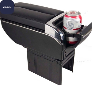 CARFU AC-450 Universal Auto Armrest <b>Console</b> Box with USB and Cup Holder PVC+ABS Material <b>Black</b>/Gray/Beige/Maroon Colors - Product Image 6