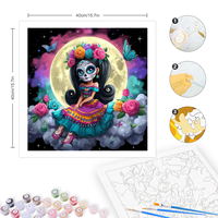 CHENISTORY Peinture par numéros DIY, motif Halloween, Crâne de femme, pour adultes, kits de coloriage par numéros, cadeau DIY