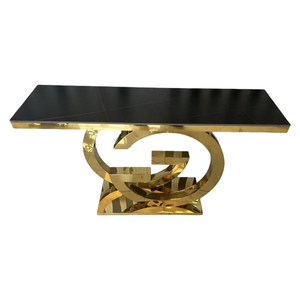 Tavolo da Pranzo Rettangolare in Pietra Sinterizzata Stile Nordico, Struttura Dorata Moderna ed Elegante, Arredamento Ecologico per Appartamenti <span class=keywords><strong>e</strong></span> Hotel - Product Image 4