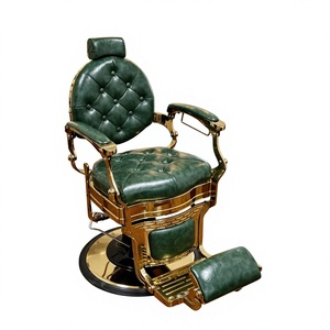 Muebles de Salón de Belleza, Sillas de Barbería Hidráulicas Doradas Vintage en Venta - Product Image 1