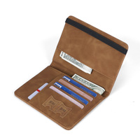 Porta Pasaportes de Cuero PU con Logotipo Personalizado, Ranuras para Tarjetas SIM, Banda Elástica, Cartera de Viaje con Múltiples Ranuras para Tarjetas y Bolsillo para Efectivo, para Hombres y Mujeres