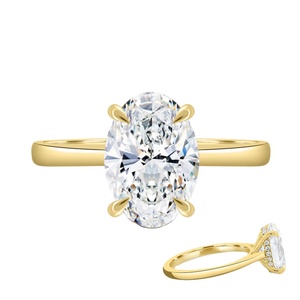 Anello <span class=keywords><strong>di</strong></span> Fidanzamento Personalizzato in Oro 14K 18K con Diamante Ovale Certificato IGI VVS CVD Coltivato in Laboratorio 3 4 5 Carati Solitario - Product Image 1