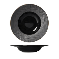Assiettes plates en porcelaine noires faites à la main de Guangzhou, 8, 10 et 12 pouces, pour hôtels et restaurants 5 étoiles