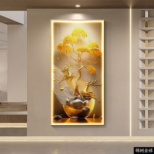 Cuadro Decorativo LED 3D Personalizado con Incrustaciones de Diamantes, Árbol de la Fortuna, Decoración de Pared para Entrada, Pintura Decorativa de Alta Gama - Product Image 6