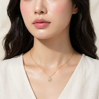 Kalung Liontin Berlian Asli Emas Rose 18K Bentuk Bunga Minimalis Paling Populer untuk Pertunangan & Pernikahan, Hadiah Wanita