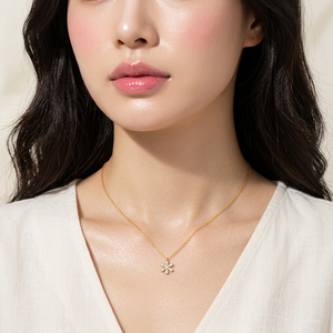 Most Popular Fine Jewelry Wholesale Flower Shape 18K <b>Solid</b> Rose <b>Gold</b> Real Natural Diamond Flower <b>Pendant</b> Necklace Gift For Women - Product Image 6