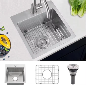 Ferme petit évier de cuisine carré fait à la main en acier inoxydable brossé bol unique colère facile à nettoyer - Product Image 5