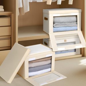 Wholesale Modern Foldable Fabric Three-Layer Storage Bins with Lids Stackable Clothes Organizer <strong>Boxes</strong> for <strong>Wardrobe</strong> - Product Image 3