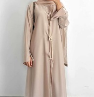 doux Nida tissu cravate fermeture avec Abaya intérieure et écharpe 3 pièces ensembles femmes robe musulmane pour le Ramadan