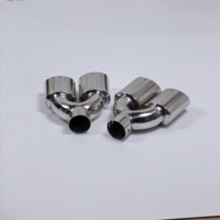 Punta de Escape Doble Ovalada de 81 mm, Forma de Y, Borde Enrollado, Cromado Pulido, Acero Inoxidable, Punta de Silenciador Doble, Tubo de Escape para Automóvil, Tuning