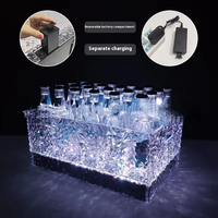 Seau à glace carré moderne en LED, en plastique acrylique transparent, lumineux, portable, boîte à bière et soda pour 24 canettes, pour fête, bar, KTV