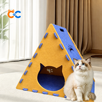 Lit-griffoir classique pour chat, en feutre résistant à l'usure, planche à griffer triangulaire, protection de canapé sans peluches, conception tout-en-un pour