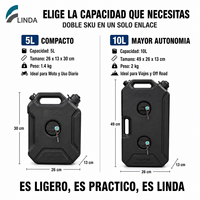 LINDA Taşınabilir Yakıt Deposu 5L 10L Benzin Bidonu HDPE Jerrycan Arazi Motosiklet ATV SUV 4x4