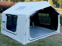 Tente de glamping gonflable d'extérieur robuste 3x2,65m en PVC, blanc glace, anti-UV, hauteur 2,1m, coupe-vent, pour le camping