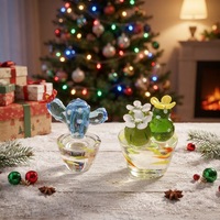 Décoration mignonne en verre soufflé à la main en forme de cactus, ensemble de figurines miniatures de plantes succulentes en pot pour cadeau, jardin féerique et collection