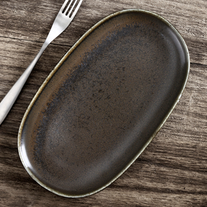 Assiette Ovale en Céramique Vente en Gros Direct Usine, Assiettes de Dîner et <span class=keywords><strong>Poisson</strong></span> Rectangulaires en Porcelaine Noire Mate pour <span class=keywords><strong>Restaurant</strong></span> - Product Image 2