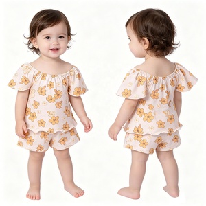 A26-2 Conjunto de Ropa para Bebé de Manga Corta y Pantalones Cortos de Algodón Orgánico con Estampado Personalizado Informal OEM/ODM de 3 a 7 Días - Product Image 1