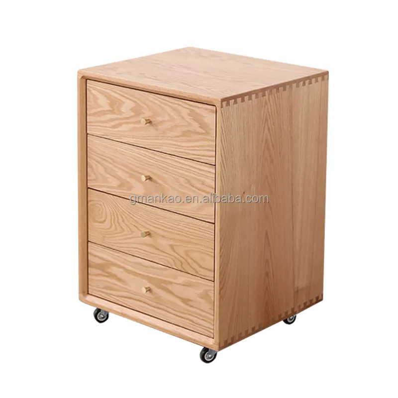 Simple portable file cabinet wooden staff office storage cabinet four floors with wheels fall to the ground file cabinet