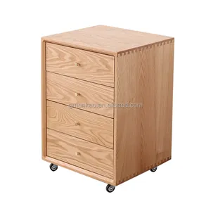 Simple portable file cabinet wooden staff office storage cabinet four floors with wheels fall to the ground file cabinet