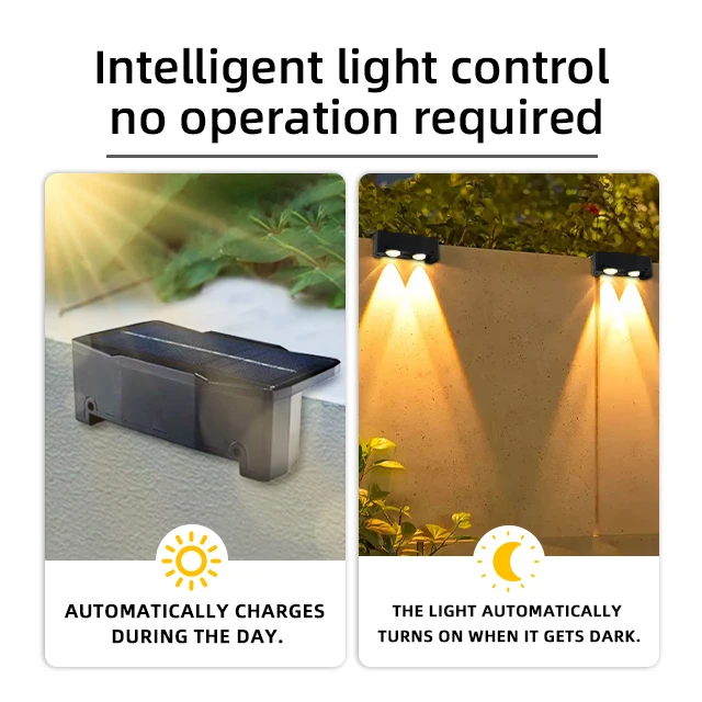 Outdoor Modern IP65 Waterproof RGB Solar Wall Garden Courtyard Road Warm White Solar Garden Light LED Sconces Fence Decoration · image 6