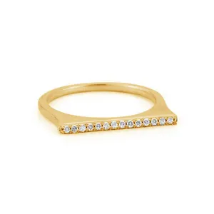 Distribuidores de joyería de oro para mujer, Sortija de plata de ley 925, anillo aéreo fino chapado en oro de 18k con forma de arco