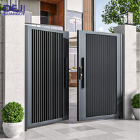 Portail à double battant moderne en alliage d'aluminium pour extérieur, avec conception porte dans porte, idéal pour l'entrée de jardin, de villa ou de cour de communauté