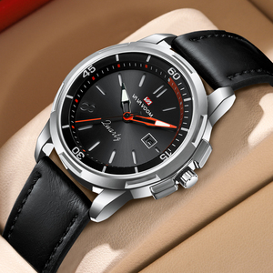 Montre élégante pour homme, accent doré, bracelet en cuir marron, cadran minimaliste, mouvement à quartz, idéale pour les cadeaux - Product Image 6