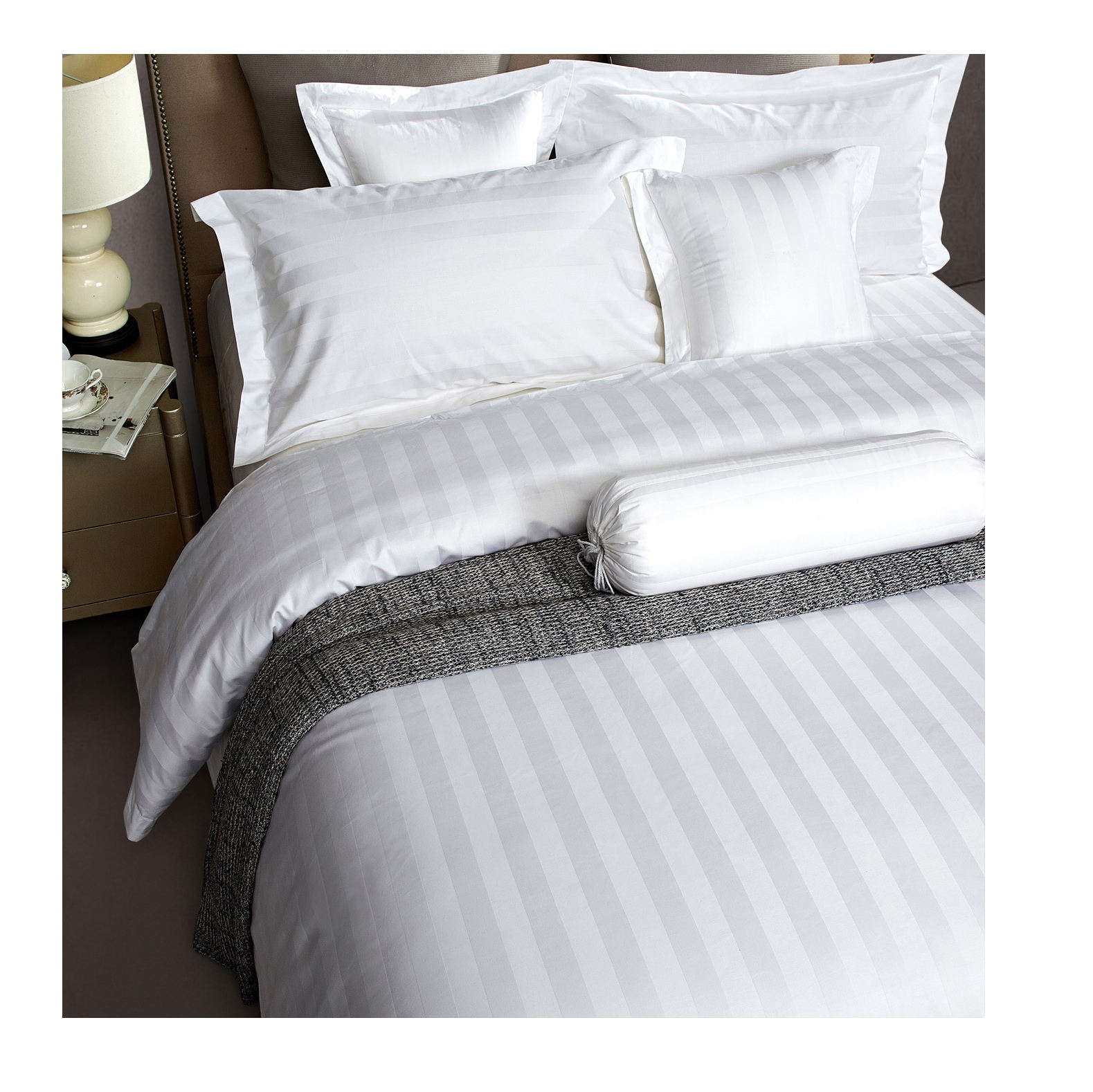 white luxury home hotel duvet cover king size bedding set 3cm stripes beddings bed linen 100%cotton bedsheets and duvet covers